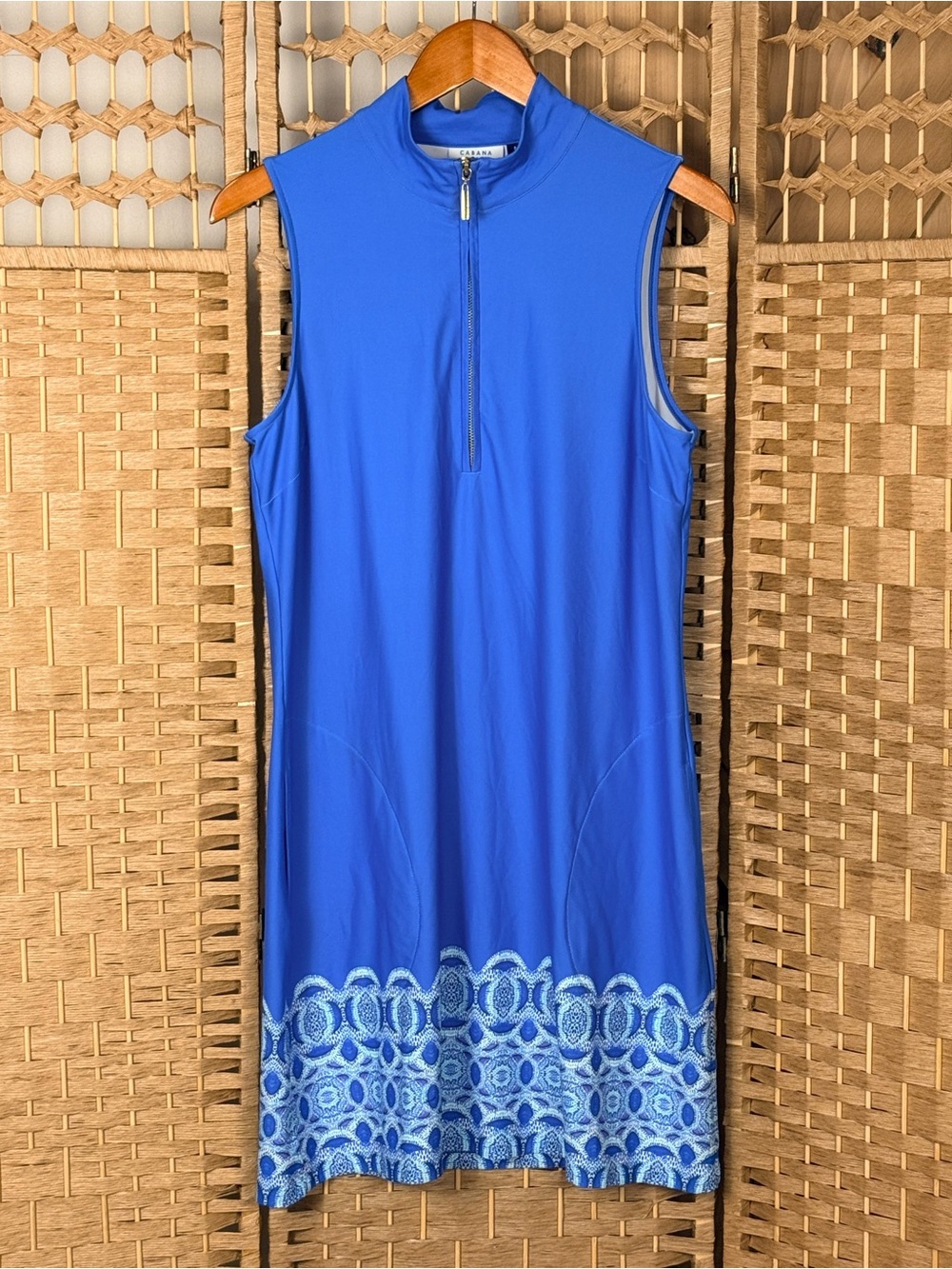 Cabana Life Blue Sleeveless Zip Front Dress with Pockets Size Medium